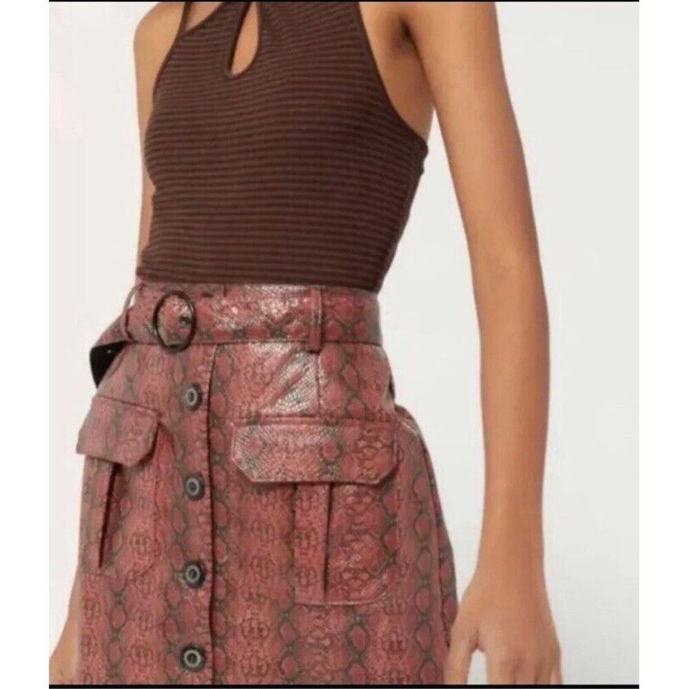 Urban Outfitters Women's‎ Size S Finley Faux Snake Print Skirt Belted Button Up